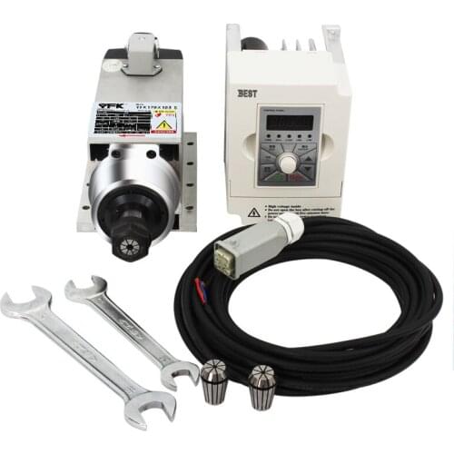 2.2kw / 1.5kw air-cooled CNC spindle motor + YF inverter + chuck + wrench, used for CNC milling machine engraving machine