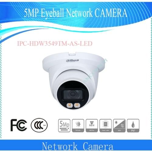 DAHUA IP Camera DH-IPC-HDW3549TM-AS-LED 5MP Full-color Fixed-focal Warm LED Eyeball WizSense Network Camera in stock