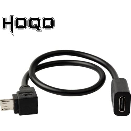 Down angle Micro USB Male to USBC Female Cable 90 degree MicroUSB to USB Type C Female Cord Sync Data Charge Cabo for smarphone