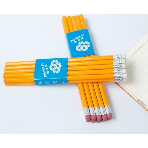10pcs Yellow Wooden Pencil Ordinary HB Pencil Student Writing Drawing Sketch Pencil with Eraser School Office Supplies papeleria
