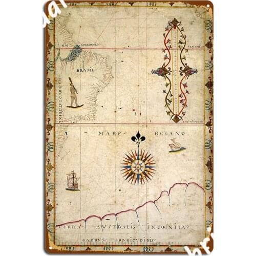 Map Of Brazil 1620 Metal Plaque Poster Plates Home Classic Pub Tin Sign Poster