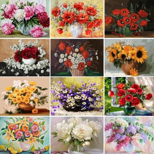 50/65/75 DIY Oil Painting flower Picture Handpainted Crafts for Adults Paints By Number Kits On Canvas Picture Home Decor Gift