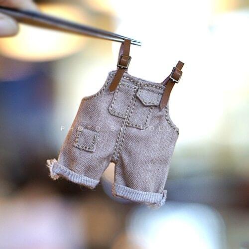 OB11 size doll clothes baggy denim shorts with versatile overalls suitable for OB11 GSC Molly size doll accessories