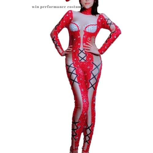 Long sleeve costume fake bare breast skin color bandage wear celebrate party festival acitivity dancing club outfit crystal