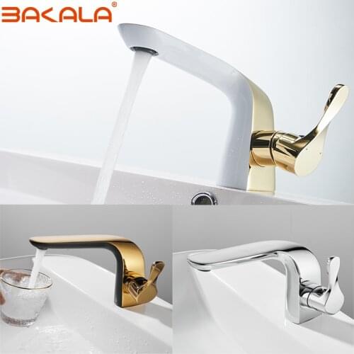 BAKALA Luxury New Design Gold Brass Bathroom Water Tap Single Handle Single Hole Bathroom Faucet FA-5902