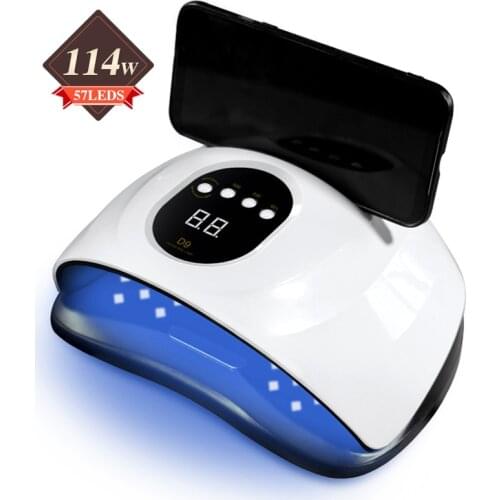 114W Nail Lamp 57 LEDs UV Ice Lamp For Drying Gel Polish LED Phototherapy Machine Quick-drying Hands Phototherapy Lamp