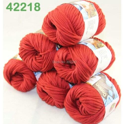 LOT of 6 Balls X 50g Special Thick Worsted Cotton Knitting Yarn Poppy Red 2218