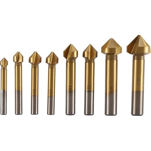 8pcs HSS Countersink Drill Chamfer Drill Bits Set 90 Degree Carpentry Angle Point Bevel Cutting Wood Chamfering Cutter