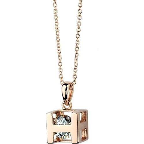 New fashion gold color inlay shining zircon H letters shape necklace for women (N766290)