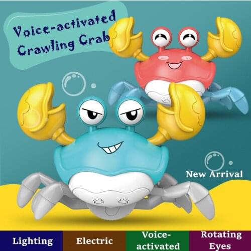 Voice-activated Electronic Crawling Crab Toy Voice Control Sounding Flashing Crab Toys Children Educational Toys Gifts for Kids