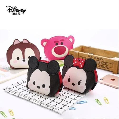 1 pc Genuine Disney cute Minnie Mouse portable coin purse multi-purpose storage bag coin cartoon purse handbag with keychian