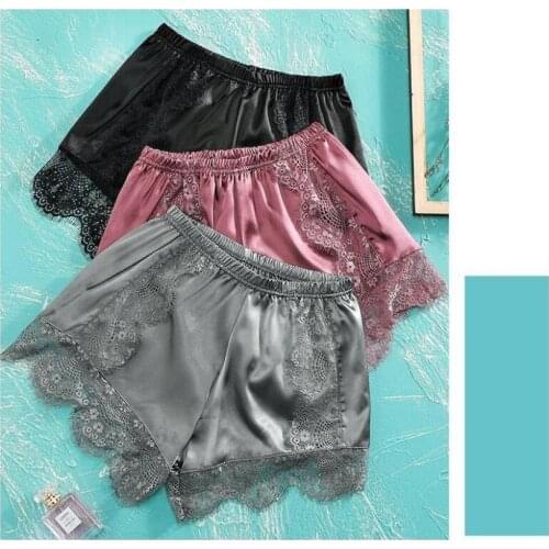 2pcs Womens Bottoms Sleep Shorts Sexy Spring Summer Lace Sleepwear Plus Size Silk Pants Stain Pajama Shorts Night Pants 40-80kg