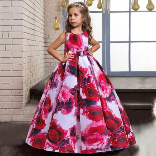 Girls Dress Red Bridesmaid Kids Clothes For Girls Children Long Princess Dress Party Wedding Dress 14 10 12 Years Vestidos