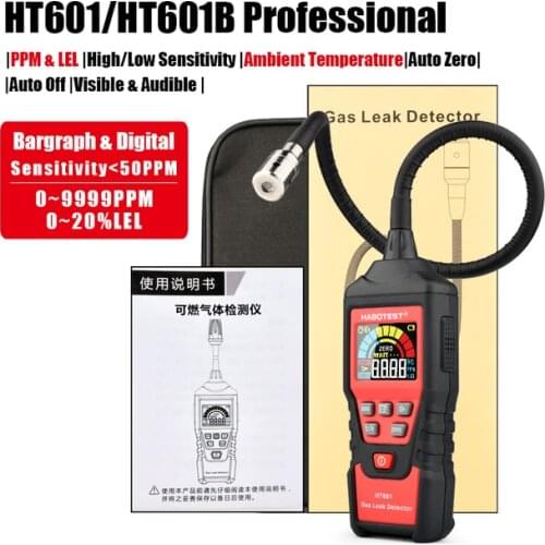 Portable Gas Analyzer HABOTEST Combustible Gas Leak Detector PPM Meter Combustible Flammable Natural Tester 9999 PPM 20% LEL