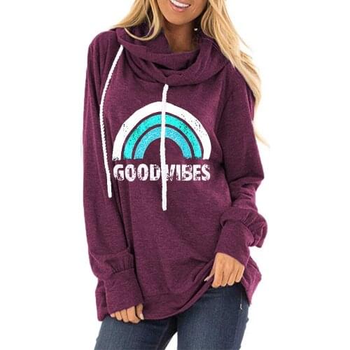 Casual Autumn Women Kpop Hoodies Cute Rainbow Graphic Hoodie Hooded Long Sleeve Plus Size Sweatshirt Vintage Female Pullovers