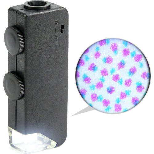 Adjustable Pocket Microscope 60x-100x Zoom Illuminated Magnifier magnifying galss loupe with lamp and Pouch