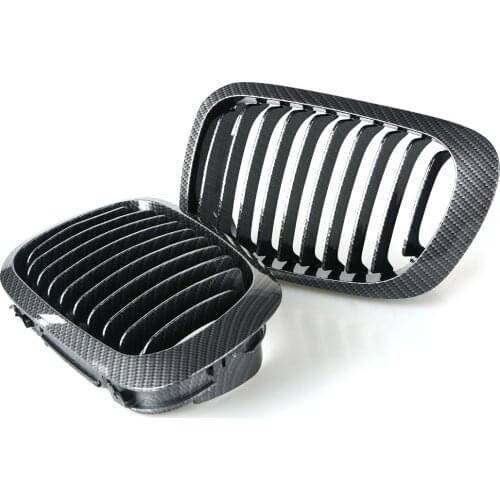1 Pair For BMW E46 3 Series 2 Door 1999-2002 Front Center Kidney Grilles Carbon Black 1999-2002 Car Grill Car Styling