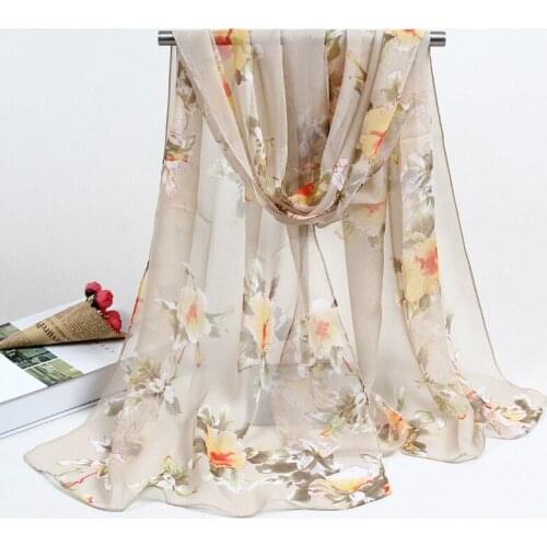 Scarf Woman Muslim Hijab Silk Female Summer Print flowers Silk Feeling Polyester Scarf Spring And Autumn Women Scarves FZ055