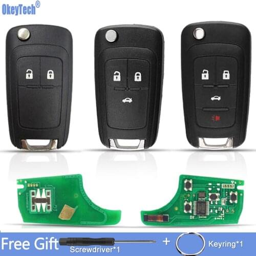 OkeyTech Folding Flip Remote Car Key Fob 433MHz ID46 Chip For Chevrolet Aveo Cruze Orlando HU100 Uncut Blade 2/3/4 Buttons