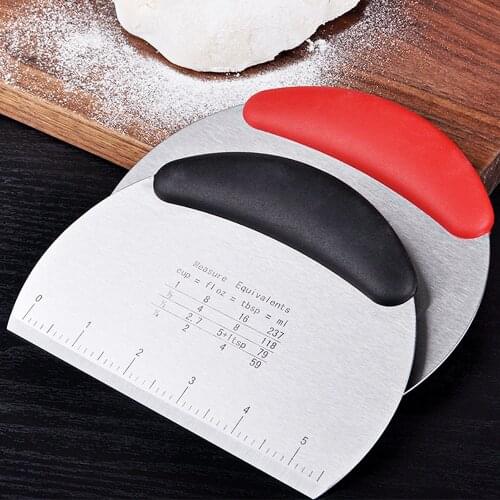 Stainless Steel Dough Scrapers Cream Smooth Cake Spatula Baking Scraper Kitchen Scrapers for Pizza Dough Pastry Cake