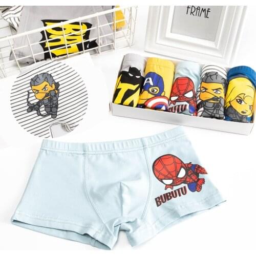 Cute Kids Cotton Panties Spiderman Iron man Cartoon Underwear Child 3 to 12 Yrs Briefs Baby Boys Underpants 5 Pieces Set