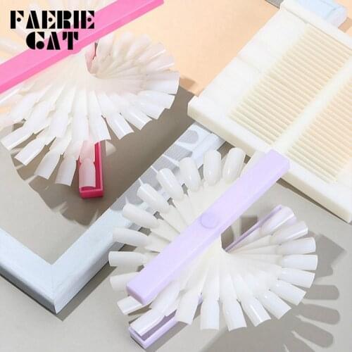 24pcs/36pcs/48pcs Nail Practice Tool Fan-shaped Spiral False Nail Tips Nail Gel Polish Color Card Display Stand Manicure Natural