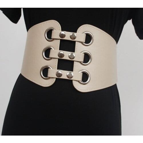 Vintage PU Waistband 12.5CM Wide Corset Strap for Women Three Layers Elastic Ceinture Female Shirt Dress Cestus Commerbund 2021