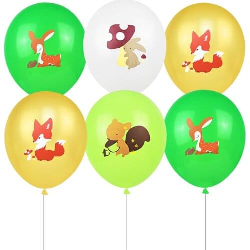 Forest Party Wild Animal Latex Balloon Helium Cartoon Fox Squirrel Deer Ballons Decor Birthday Balloons Confetti Decorations