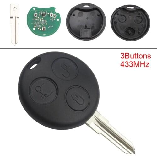 Car key replacement 433MHz 3 Buttons Keyless Uncut Flip Remote Key Fob for Benz Smart Fortwo Pure Coupe 2-Door 2004-2006