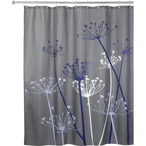 Thistle Shower Curtain, High Bathtub Curtain, Made of Polyester, Grey/Purple