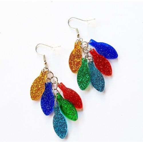 ZiccoWong Colorful Neon Light Bulb Drop Earring For Women Girl Acrylic Chirstmas Party Cute Dangle Earring Jewelry Fashion Gift
