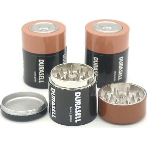 10pcs Wholesale Diameter 44mm TobaccoMetal Battery Shape Grinder Smoke Herb Spice Crusher Cigarette Smoking Accessories Grinder