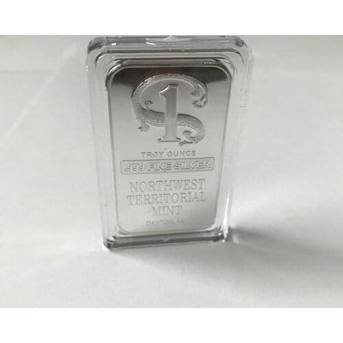 100 pcs Non Magnetic Northwest TERRITORIAL mint coin 1 OZ silver plated ingot badge 50 mm x 28 mm home decoration bar