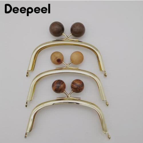 2/5Pcs 5cm*10.8cm Coin Purse 18mm Wooden Bead Kiss Clasp Bags Handle Wallet Brackets Purse Frames Metal Handbag Sewing Accessory