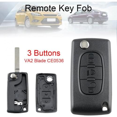3 Buttons Entry Replacement Flip Folding Car Key Shell with Uncut Car Flip Key Fit for Citroen C2 C3 C4 C5 C6