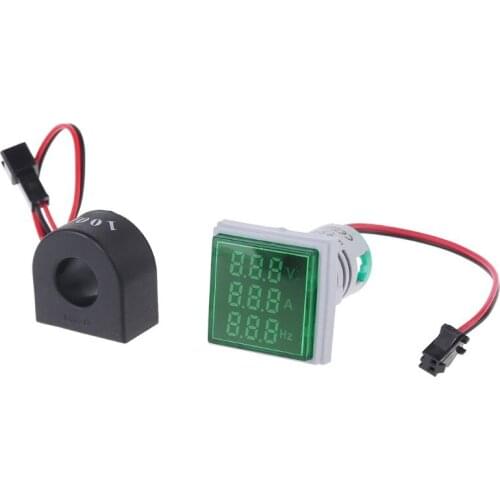 3in1 AC Voltmeter Ammeter Hz Current Frequency Panel Meter Indicator Digital Voltage Amp Hz Led Lamp Square Signal Light with CT