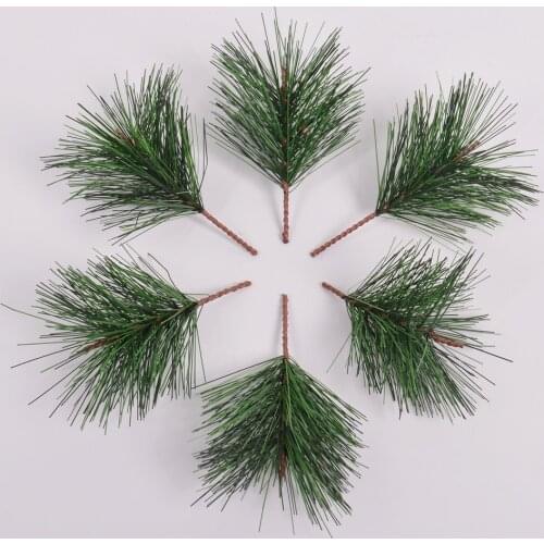5pcs green artificial pine needle artificial plant fake flower handmade DIY wedding home Christmas decorations