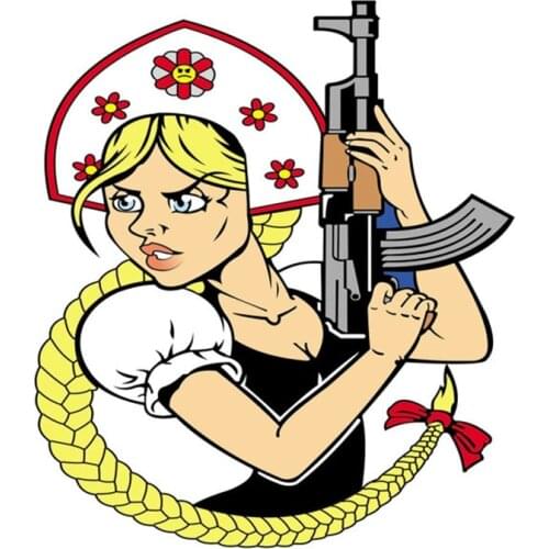 A0571# 13cm/17cm Removable Decal Girl with A Gun Car Sticker Waterproof Accessories on Bumper Rear Window Laptop