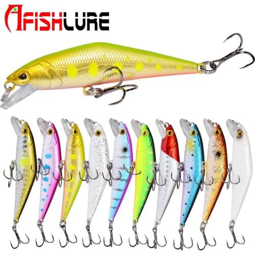 Afishlure 66mm/8g D Contact Minnow Lures Sinking Hard Baits Iscas Artificial Pesca Leurre Dur Peche Lure Fishing ABS Hard Lure