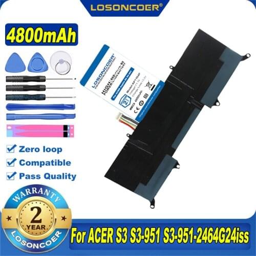 100% Original LOSONCOER AP11D4F AP11D3F Battery For Acer Aspire S3 S3-951 S3-391 MS2346 AP11D3F AP11D4F 3ICP5/65/88 3ICP5/67/90