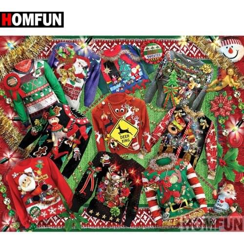 HOMFUN Full Square/Round Drill 5D DIY Diamond Painting "Christmas gift clothes" Embroidery Cross Stitch 5D Home Decor A00888