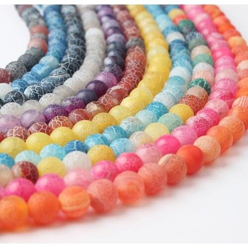 LanLi 6/8/10mm Multicolor dull polish Stone Frost Crab Onyx Loose Beads Suitable for DIY Fashion bracelet necklace Accessories