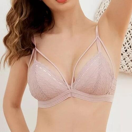 2021 Spring Summer Flower Lace Bra For Women Sexy Beauty Back Deep V Bralette Underwear Seamless Push Up Sports Bra Lingerie