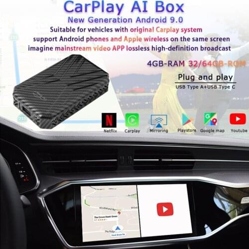 Carplay Ai Box Wireless Carplay Bluetooth IOS Adapter Android Auto Tv Box 9.0 4+32/64GB For Volkswagen Mercedes Ford Skoda