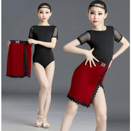 2020 New Children Latin Ballroom Dance Dress Girls Performance Latin Suit Kids Dance Top & Skirt Sets Latin Competition Costumes