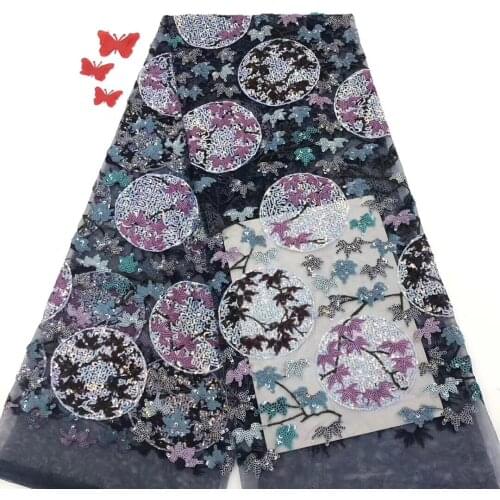 French Sequin Lace Fabric 2021 African Tulle Lace Fabric High Quality Nigeria Sequin Lace Embroidered Wedding Dress D3766