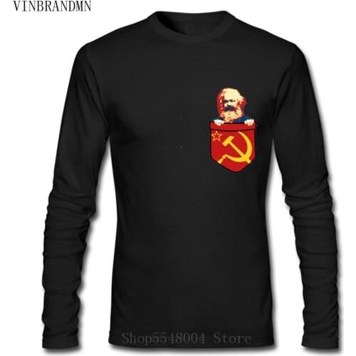 Karl Marx Communism Chest Pocket T-Shirt USSR Socialism Revolution Vintage Men Tshirt Lenin Engels Political Party Funny T Shirt