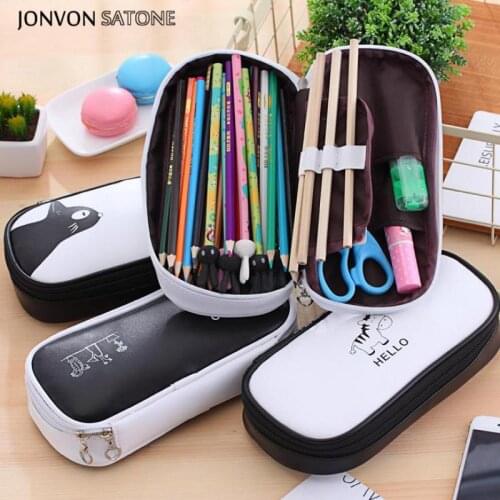 Jonvon Satone 1pcs Large Capacity Pencil Case Multifunctional Pencilcase Stationery Box Cover Kawaii Pencil Cases School Office
