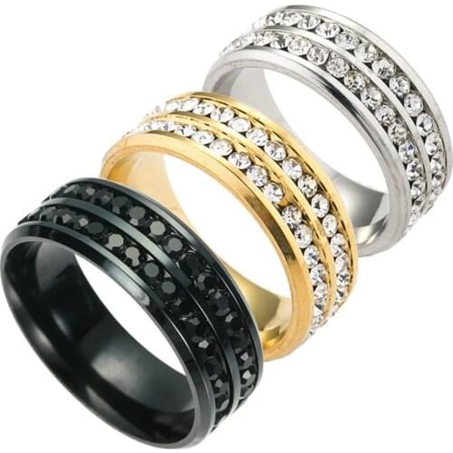 Ring Size 5 Crystal Ring To The Of Korean Double Row Drill Stainless Steel Ring Wedding Rings For Women Bague Femme Anillo Mujer