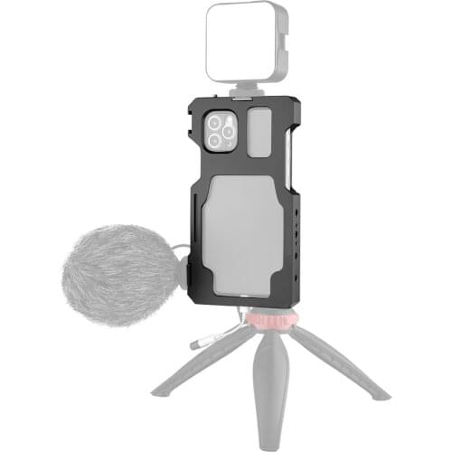 Mobile Phone Cage for iPhone 11 Pro Max with Cold Shoe Mount 1/4 Screw Holes for Microphone LED Video Light Tripod